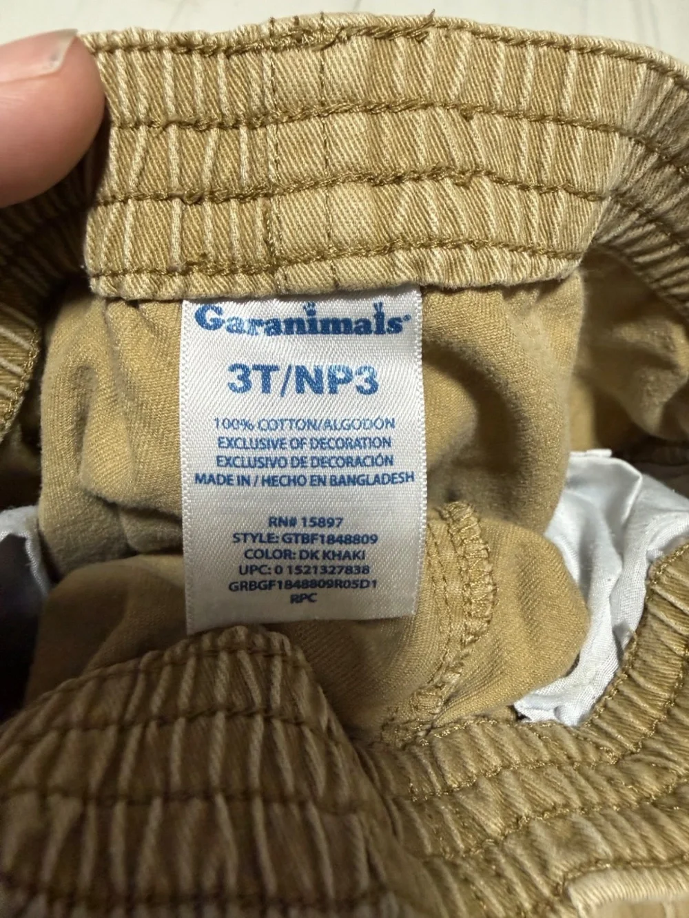 Garanimals 3T Tan Cargo Pants 100% Cotton Elastic Waistband Toddler Boy